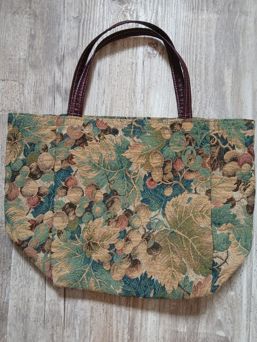 Vintage Tapestry Vineyard Grapes Tote Bag Earthy Botanical Cottagecore
